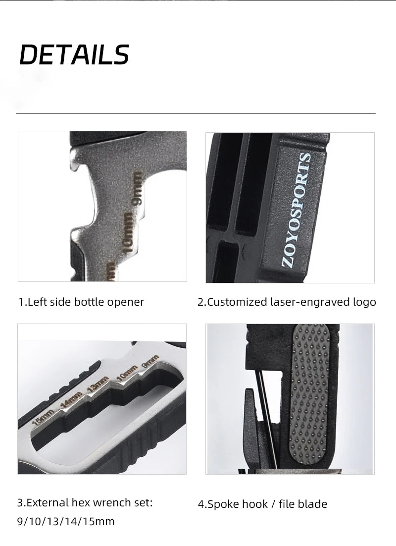 ZOYOSPORTS High Strength Nylon Multifunctional Bicycle Tire Levers Portable Hex Wrench Set Ratchet Wrench Kit Bike Accessories