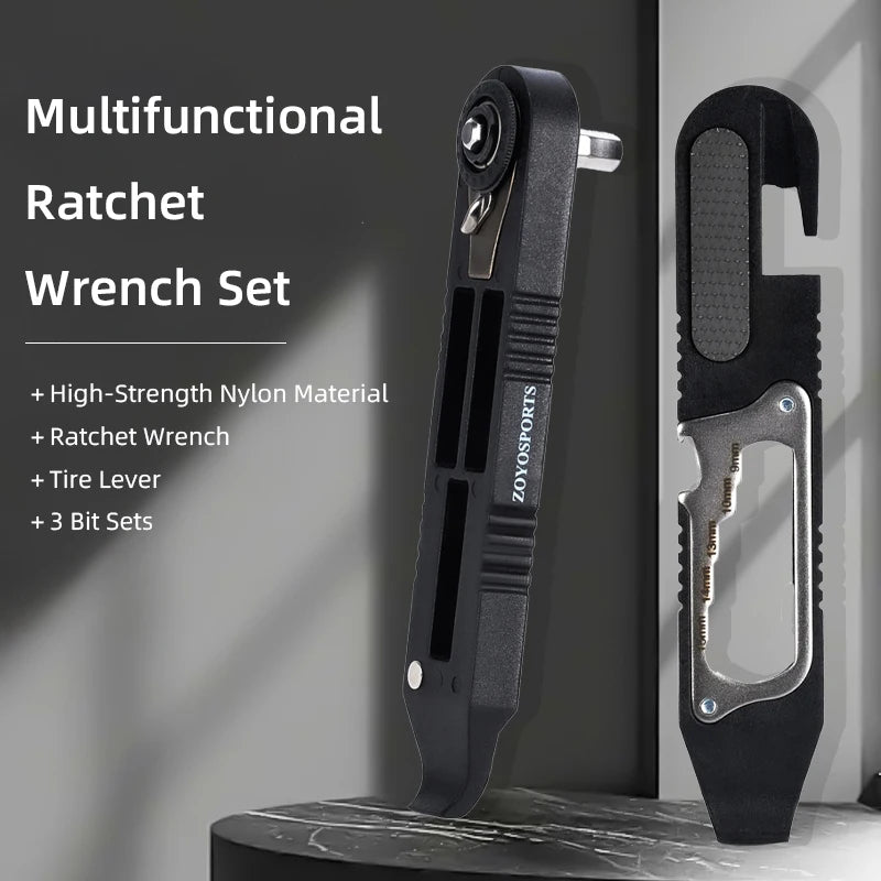ZOYOSPORTS High Strength Nylon Multifunctional Bicycle Tire Levers Portable Hex Wrench Set Ratchet Wrench Kit Bike Accessories