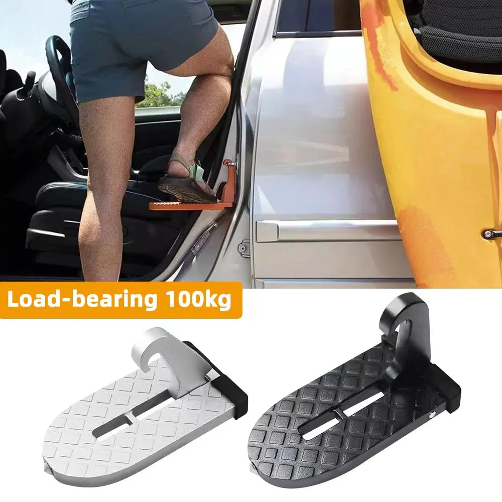 CAER Foldable Car Roof Rack Step Car Door Step Universal Latch Hook Auxiliary Walking Foot Pedal Aluminium Alloy Safety Hammer