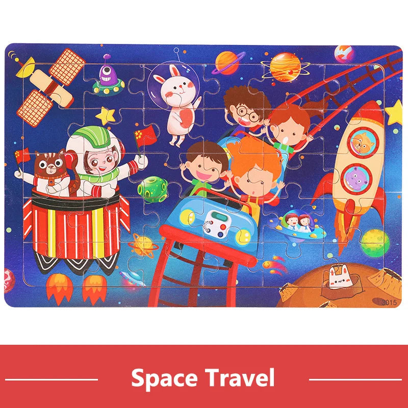30 Pieces Wooden 3d Puzzles Cartoon Animal Jigsaw Puzzle Board Game Preschool Montessori Educational Toys For Children