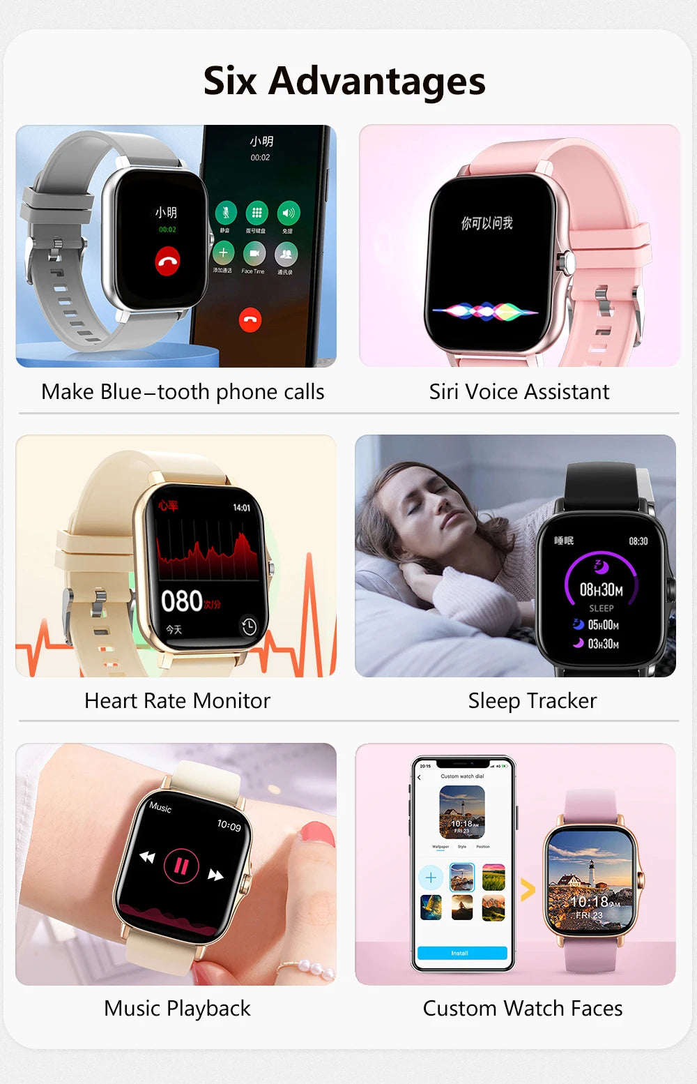 1.83'' Sports Smart Watch Fitness Health Monitor Waterproof Smartwatch Wireless Call Watches for Men Women IOS Xiaomi 2024