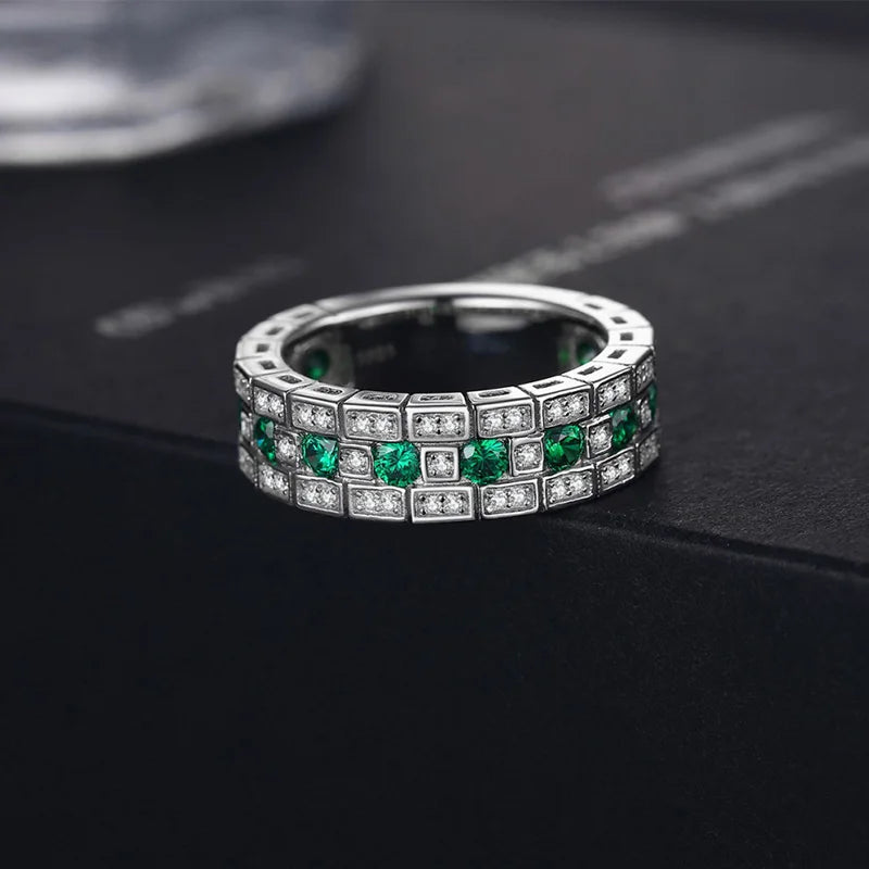 Luxury Green CZ Wedding Bands Female Rings Simple and Elegant Lady Accessories Anniversary Party Ring Gift Trendy Jewelry
