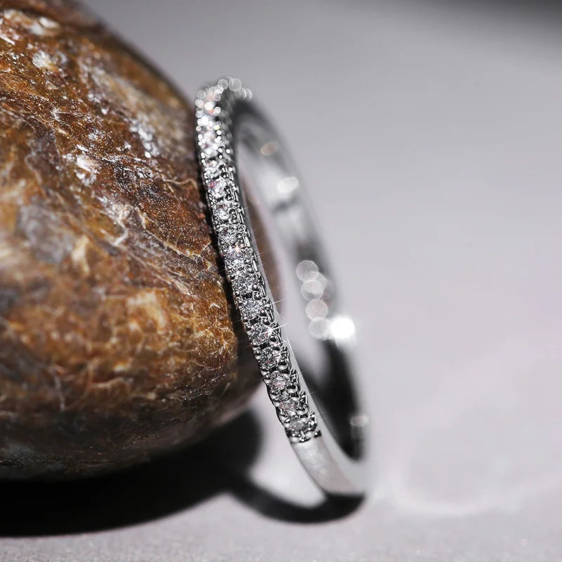 New 2020 Minimalist Thin Rings for Women Wedding Brilliant Cubic Zircon High Quality Versatile Female Finger Ring Jewelry