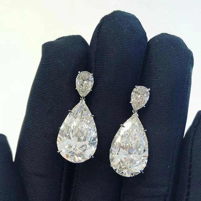Simple and Elegant Dangle Earrings for Women Crystal Teardrop Cubic Zirconia Luxury Bride Wedding Earrings Trendy Jewelry