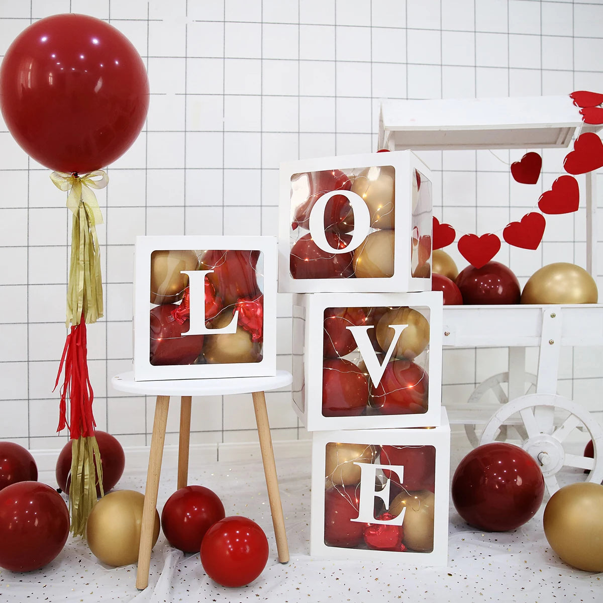 Letter Balloon Box First 1st Birthday Party Decor Kids Girl Boy Baby Shower One 1 Year Old birthday Decor Wedding Party Supplies