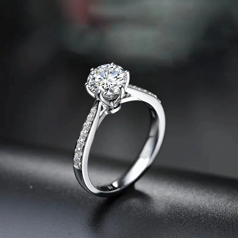 925 Sterling Silver Zircon Adjustable Women's Engagement Ring Wedding Fashion Jewelry Accessories