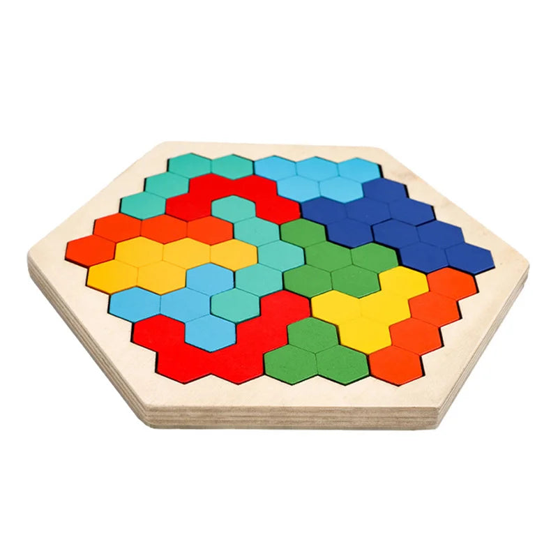 Montessori Wooden Toys 3D Jigsaw Puzzle Tangram Math Toys Baby Hand Grasp Board Shape Match Puzzle Educational Toys for Kids