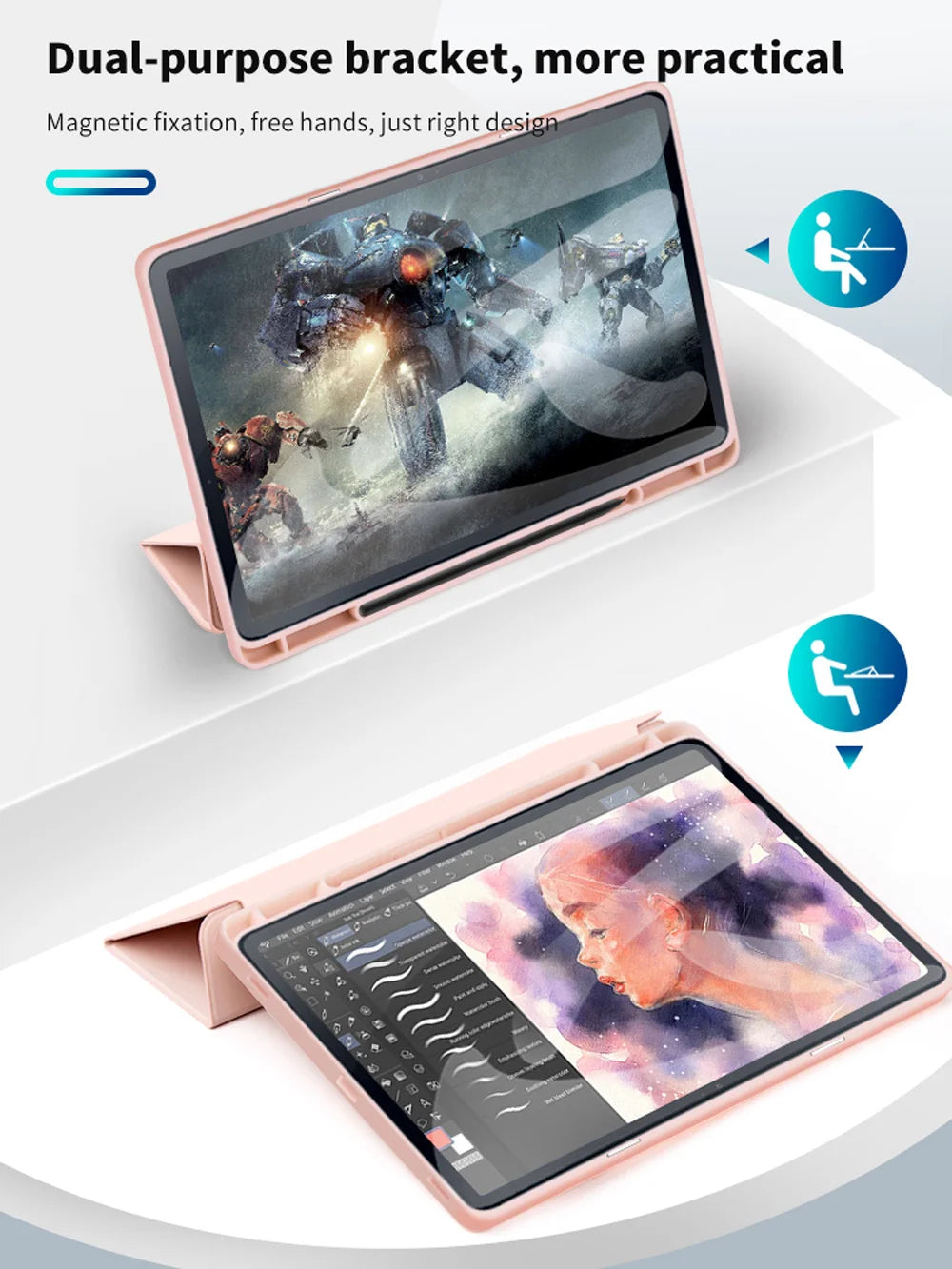 Case for Samsung Galaxy Tab S9 S8 S7 11 inch S10 Plus Fe 12.4" T730 T970 X810 Pencil Holder Cover Samsung Tab S6 Lite10.4 Case