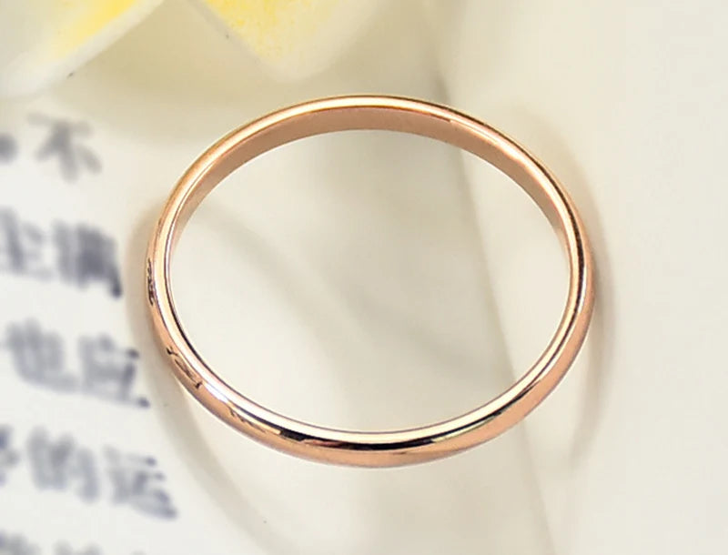 2mm Stainless Steel Thin Ring Rose Gold Black For Women Men Minimalist Jewelry Party Simple Fashion Gift Size 3 To 10