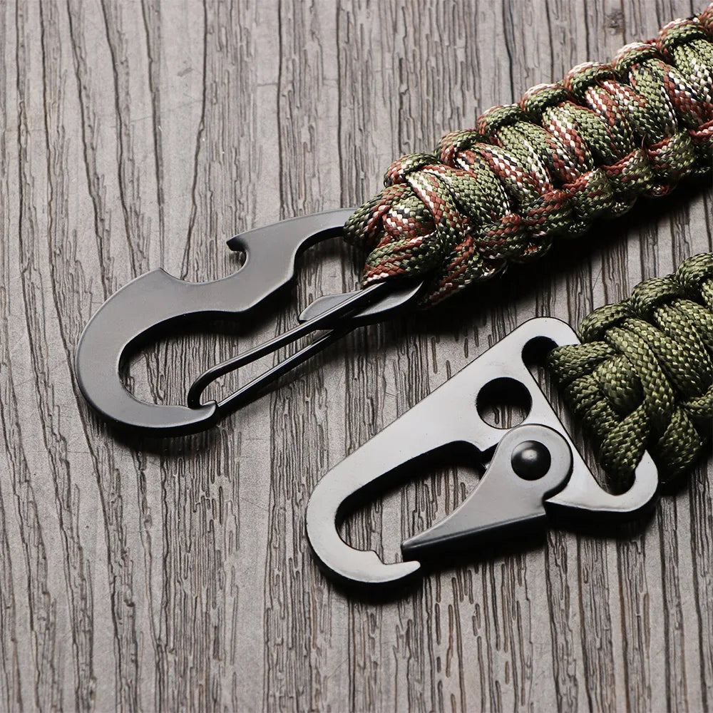 Outdoor Keychain Ring Camping Carabiner Military Paracord Cord Rope Camping Survival Kit Emergency Knot Bottle Opener Tools