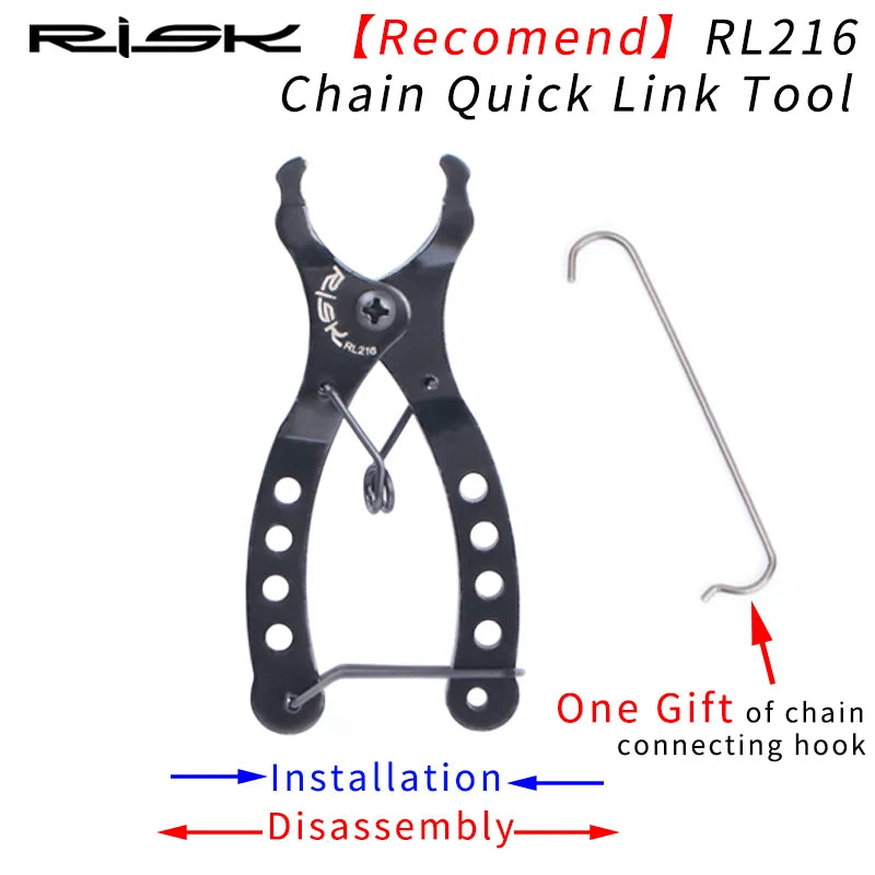 RISK RL216 Bike Mini Missing Chain Quick Link Tool Bicycle Plier Master Link Remover Connector Opener Lever with Free Chain Hook
