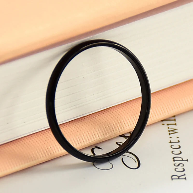 2mm Stainless Steel Thin Ring Rose Gold Black For Women Men Minimalist Jewelry Party Simple Fashion Gift Size 3 To 10
