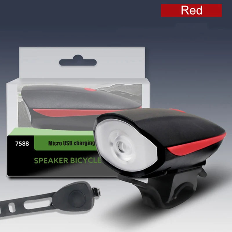 Bicycle Light with Horn USB Rechargeable LED Waterproof MTB Bike Dark Night Outdoor Riding Headlight and Rear Bike Light Set