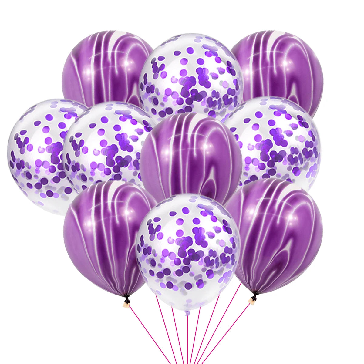 40 Pcs Blue Set Agate Marble Balloons Silver Confetti Balloon Wedding Valentine's Day Baby Shower Birthday Party Decorations
