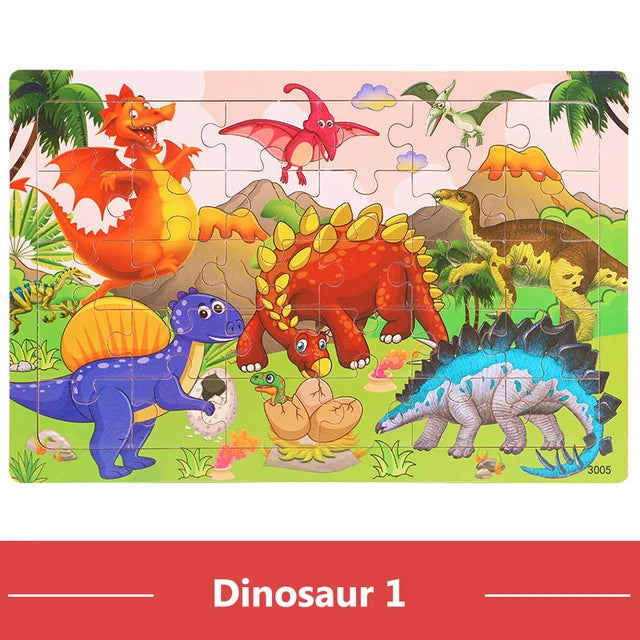 30 Pieces Wooden 3d Puzzles Cartoon Animal Jigsaw Puzzle Board Game Preschool Montessori Educational Toys For Children