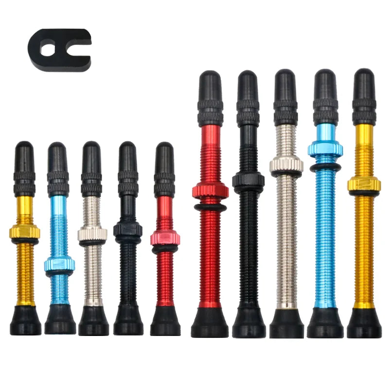 2Pcs 40/60MM Bicycle Vacuum Air Valve Durable Alloy Stem Brass Core F/V Presta MTB Bike Tubeless Tire Nozzle Cap Cycling Parts