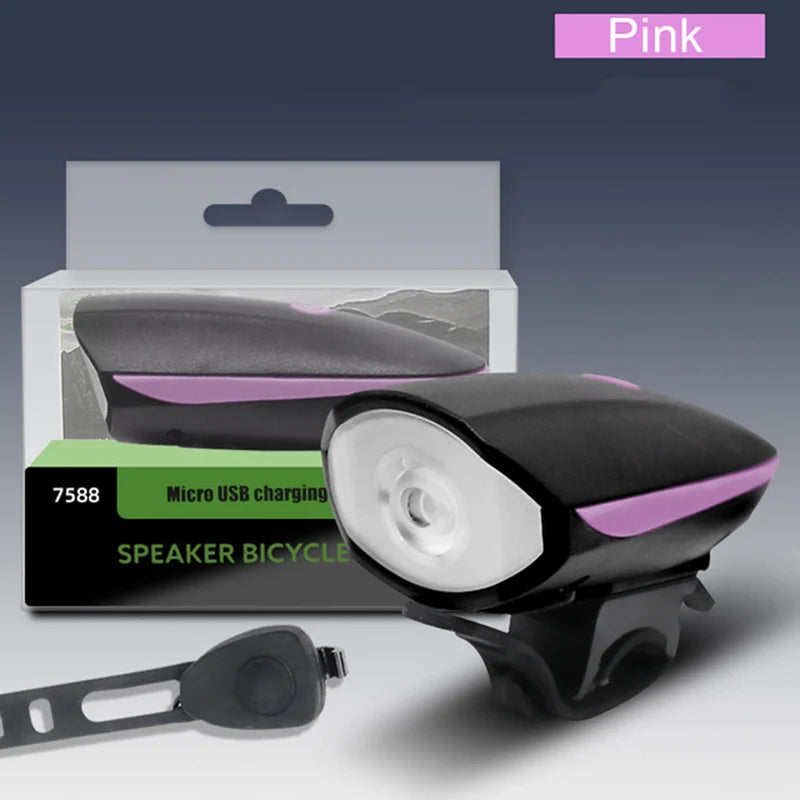 Bicycle Light with Horn USB Rechargeable LED Waterproof MTB Bike Dark Night Outdoor Riding Headlight and Rear Bike Light Set