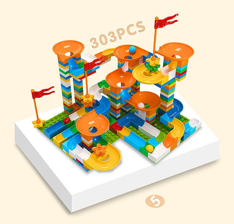 86-344pcs Marble Race Run Block Big Size Building Blocks Maze Ball Funnel Slide Blocks Creative Bricks Assemble Toys for Kids