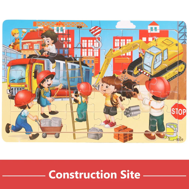 30 Pieces Wooden 3d Puzzles Cartoon Animal Jigsaw Puzzle Board Game Preschool Montessori Educational Toys For Children