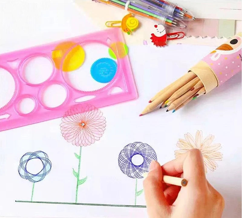 Geometry Spirograph Drawing Stencil Set Painting Template Ruler Art Craft Creative Children Kids Educational Toy Girls Boys Gift