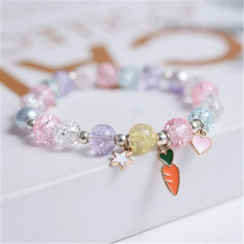 Makersland Cute Popcorn beads Bracelet Friendship Glass Bracelets For Girls Star Moon Cloud Flower Jewelry Accessories Wholesale