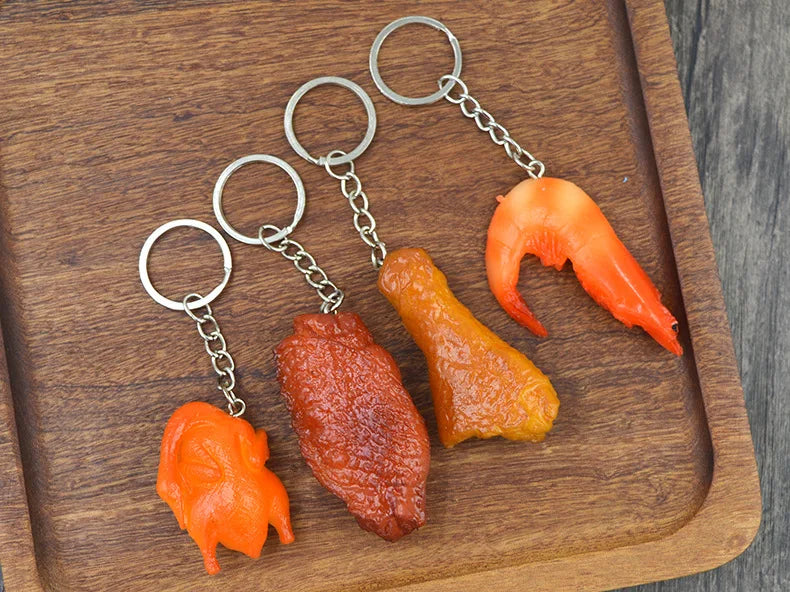Creative Simulation Food Keychain PVC Model Gift Keychain Soft Glue Fake Braised Pork Belly Roasted Chicken Keychain K4230
