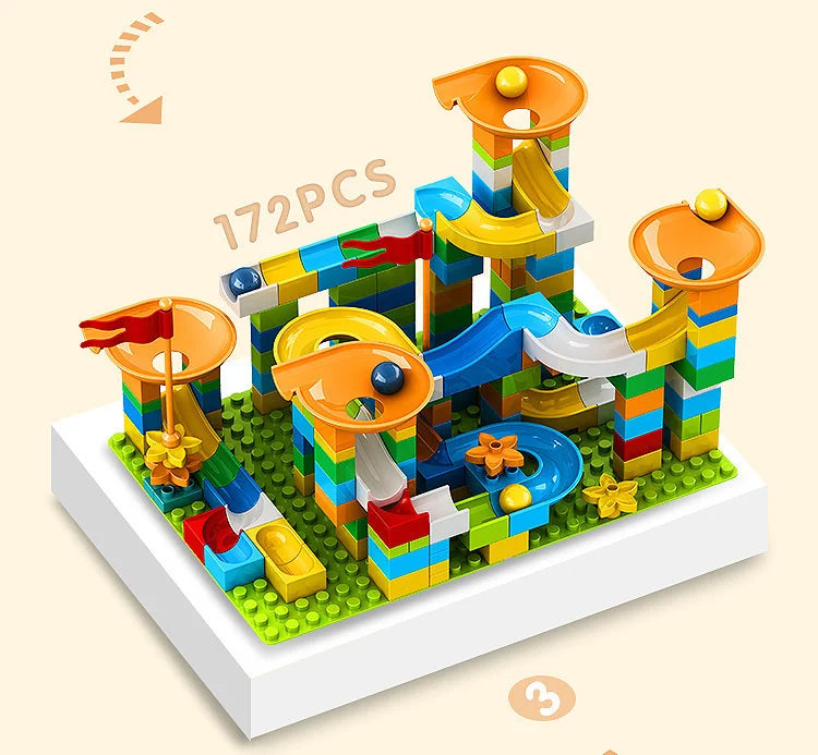 86-344pcs Marble Race Run Block Big Size Building Blocks Maze Ball Funnel Slide Blocks Creative Bricks Assemble Toys for Kids