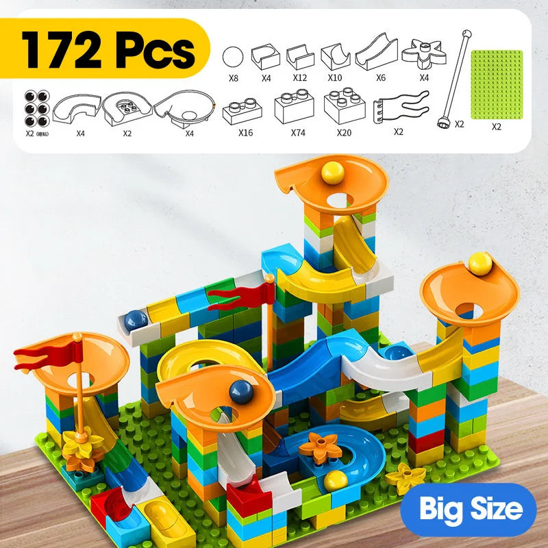 86-344pcs Marble Race Run Block Big Size Building Blocks Maze Ball Funnel Slide Blocks Creative Bricks Assemble Toys for Kids