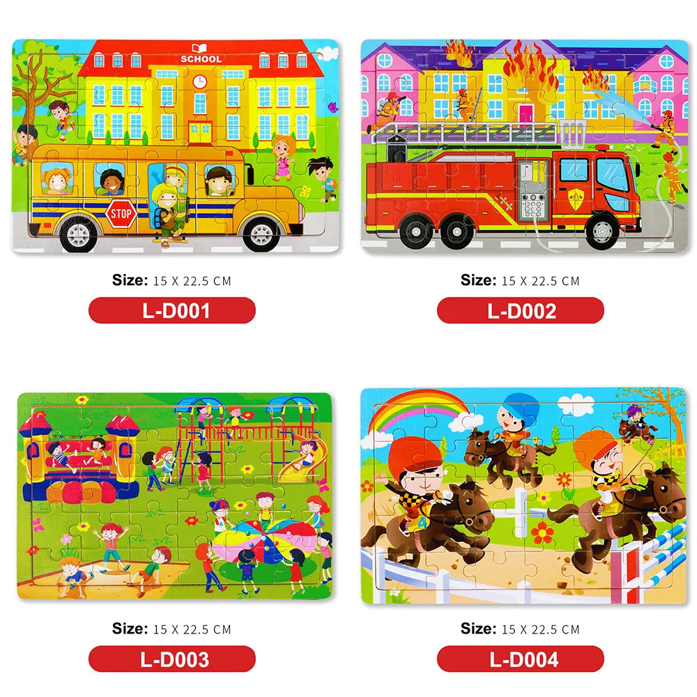 30 Pieces Wooden 3d Puzzles Cartoon Animal Jigsaw Puzzle Board Game Preschool Montessori Educational Toys For Children
