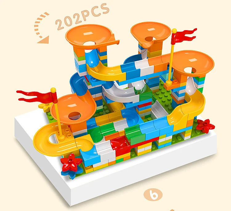 86-344pcs Marble Race Run Block Big Size Building Blocks Maze Ball Funnel Slide Blocks Creative Bricks Assemble Toys for Kids