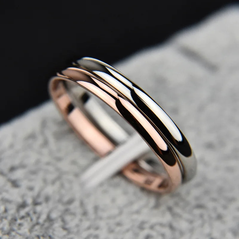 2mm Stainless Steel Thin Ring Rose Gold Black For Women Men Minimalist Jewelry Party Simple Fashion Gift Size 3 To 10