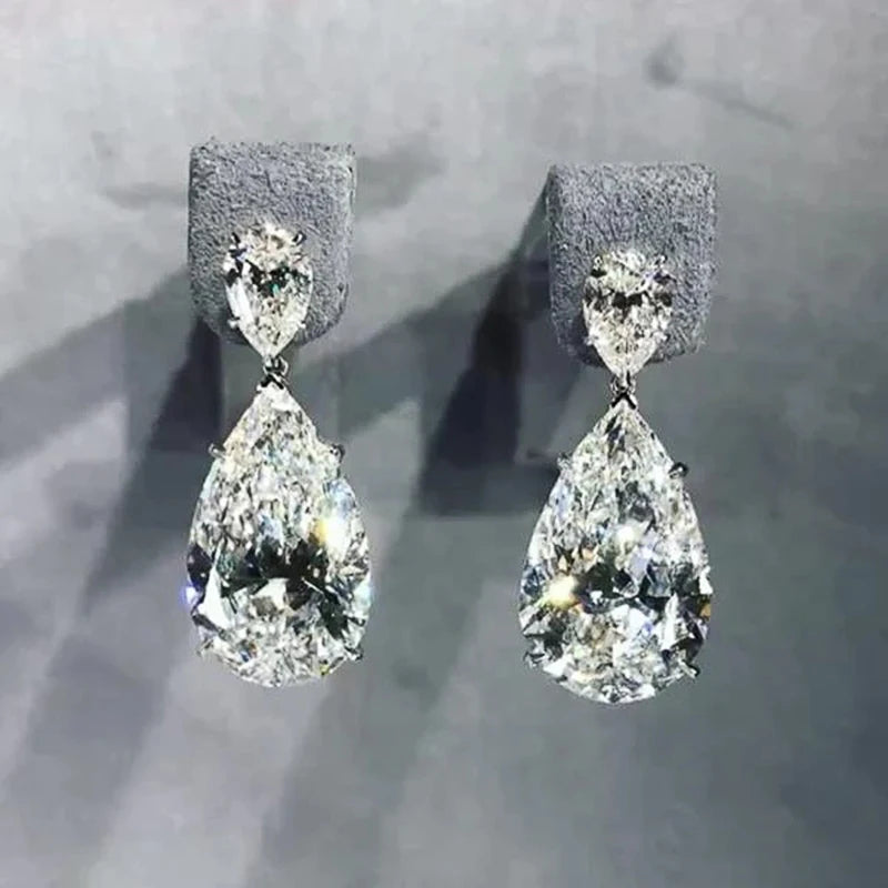 Simple and Elegant Dangle Earrings for Women Crystal Teardrop Cubic Zirconia Luxury Bride Wedding Earrings Trendy Jewelry