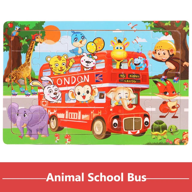 30 Pieces Wooden 3d Puzzles Cartoon Animal Jigsaw Puzzle Board Game Preschool Montessori Educational Toys For Children