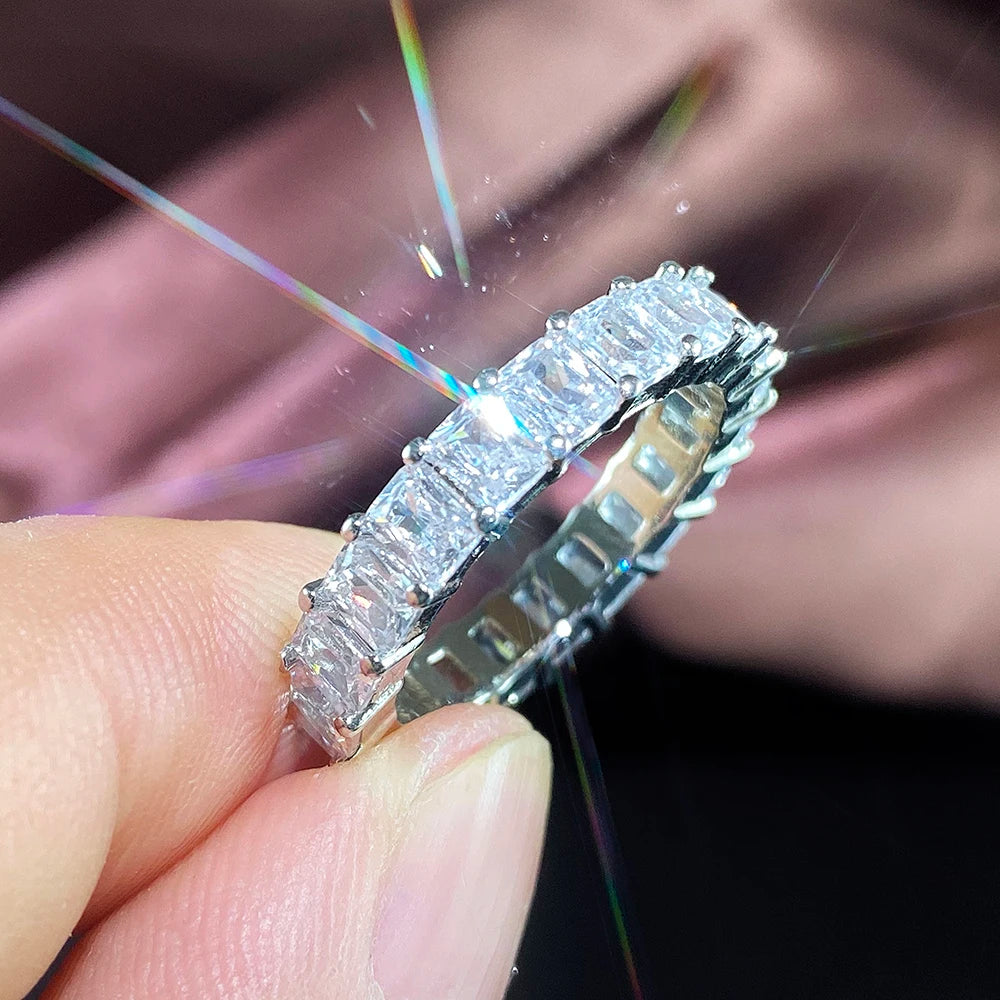 Fashion Luxury Women Ring Micro Paved Big Round/Square/Oval CZ Promise Ring Wedding Jewelry Wife’s Love Gift High Quality