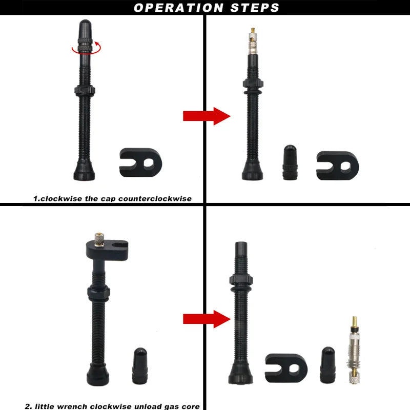 2Pcs 40/60MM Bicycle Vacuum Air Valve Durable Alloy Stem Brass Core F/V Presta MTB Bike Tubeless Tire Nozzle Cap Cycling Parts