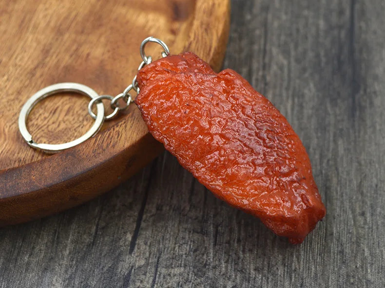Creative Simulation Food Keychain PVC Model Gift Keychain Soft Glue Fake Braised Pork Belly Roasted Chicken Keychain K4230