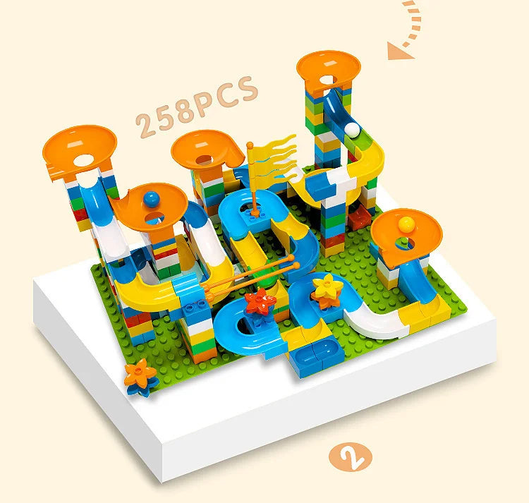 86-344pcs Marble Race Run Block Big Size Building Blocks Maze Ball Funnel Slide Blocks Creative Bricks Assemble Toys for Kids