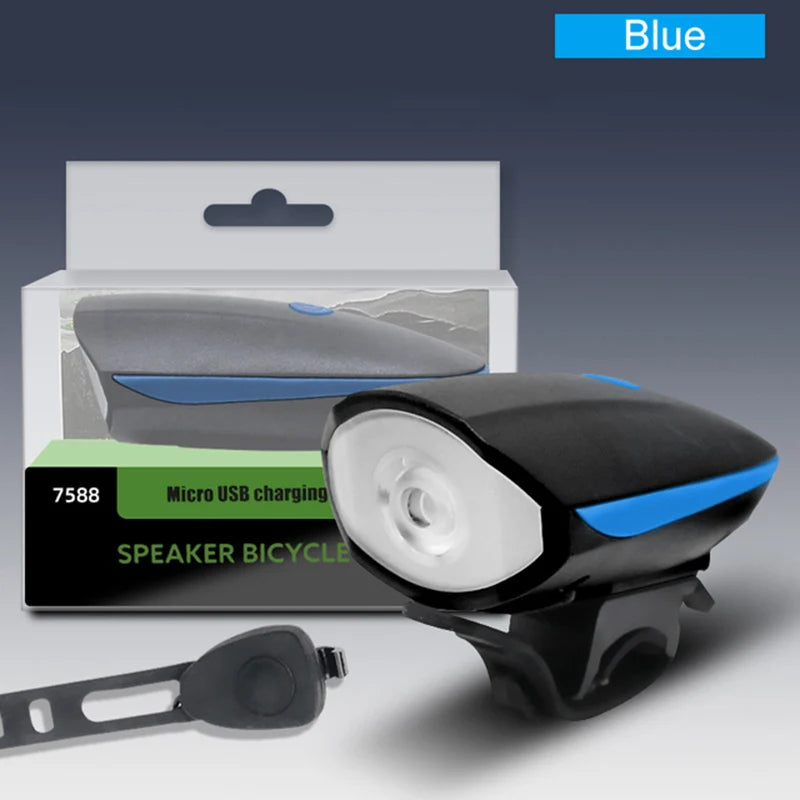 Bicycle Light with Horn USB Rechargeable LED Waterproof MTB Bike Dark Night Outdoor Riding Headlight and Rear Bike Light Set