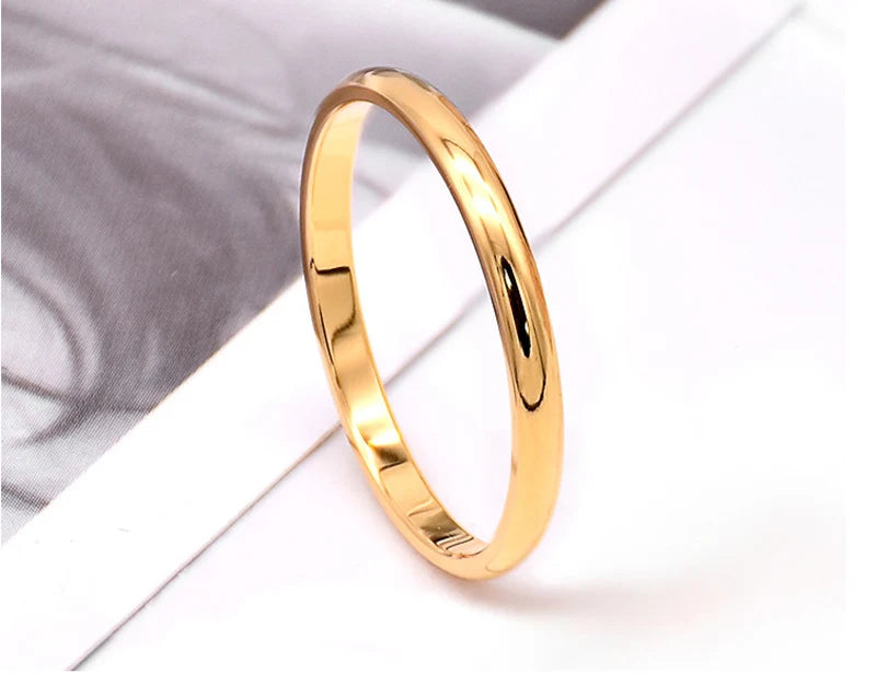 2mm Stainless Steel Thin Ring Rose Gold Black For Women Men Minimalist Jewelry Party Simple Fashion Gift Size 3 To 10