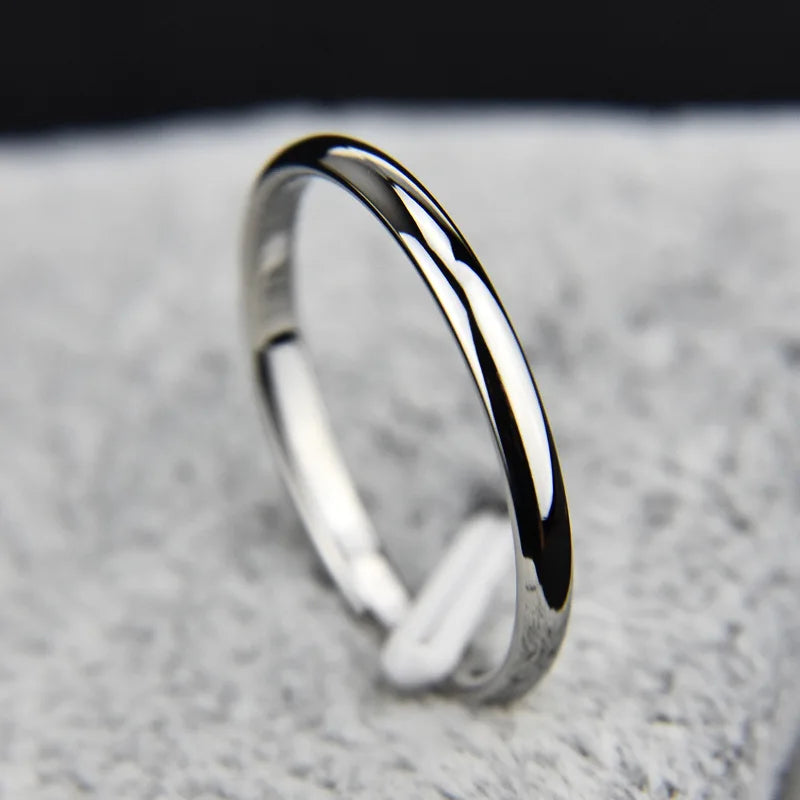 2mm Stainless Steel Thin Ring Rose Gold Black For Women Men Minimalist Jewelry Party Simple Fashion Gift Size 3 To 10
