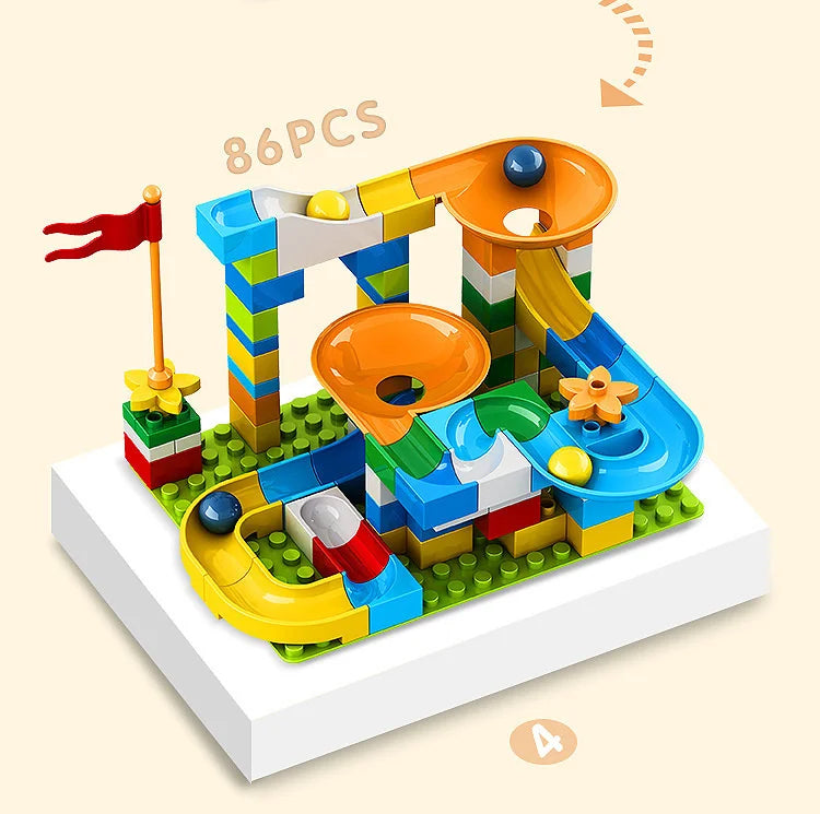86-344pcs Marble Race Run Block Big Size Building Blocks Maze Ball Funnel Slide Blocks Creative Bricks Assemble Toys for Kids
