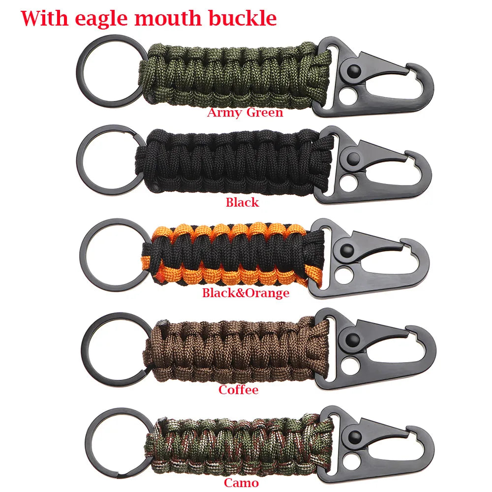 Outdoor Keychain Ring Camping Carabiner Military Paracord Cord Rope Camping Survival Kit Emergency Knot Bottle Opener Tools