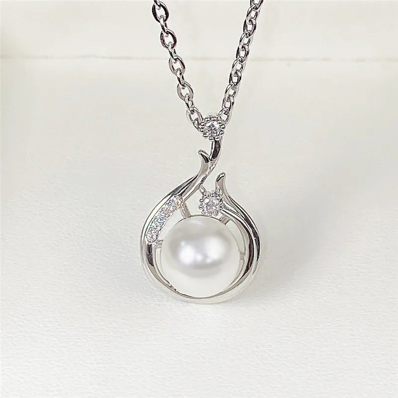 Water Drop Pendant Necklace with Simulated Pearl Engagement Wedding Party Elegant Accessories for Women Fashion Jewelry