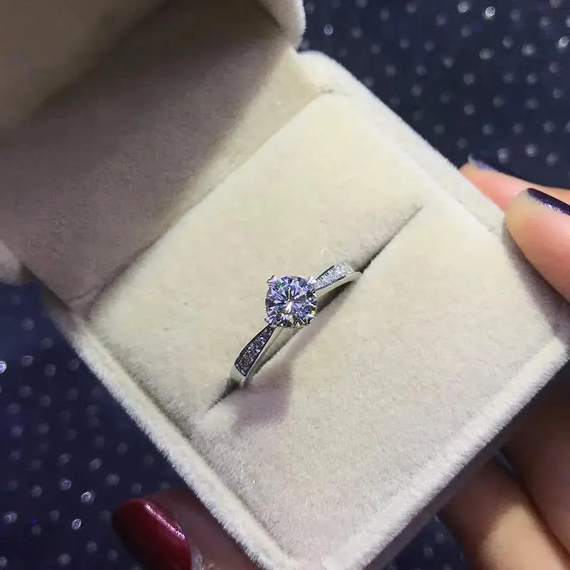 925 Sterling Silver Zircon Adjustable Women's Engagement Ring Wedding Fashion Jewelry Accessories