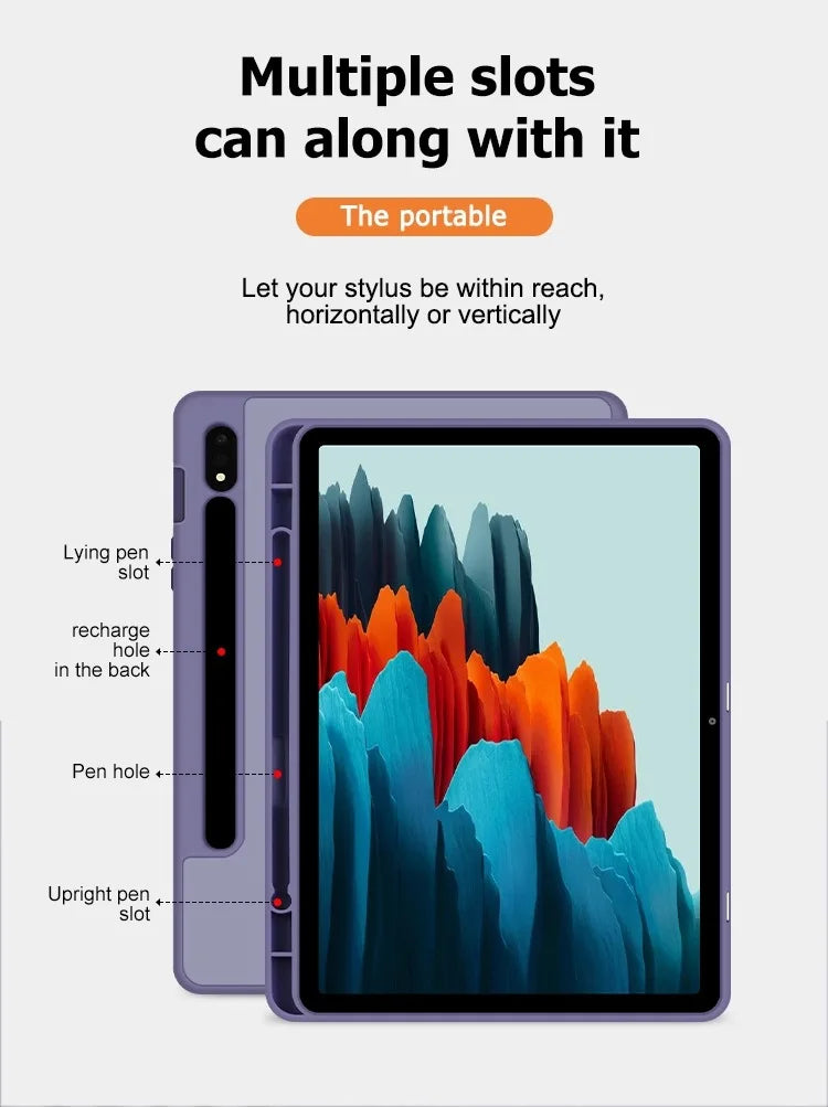 Case for Samsung Galaxy Tab S9 S8 S7 11 inch S10 Plus Fe 12.4" T730 T970 X810 Pencil Holder Cover Samsung Tab S6 Lite10.4 Case