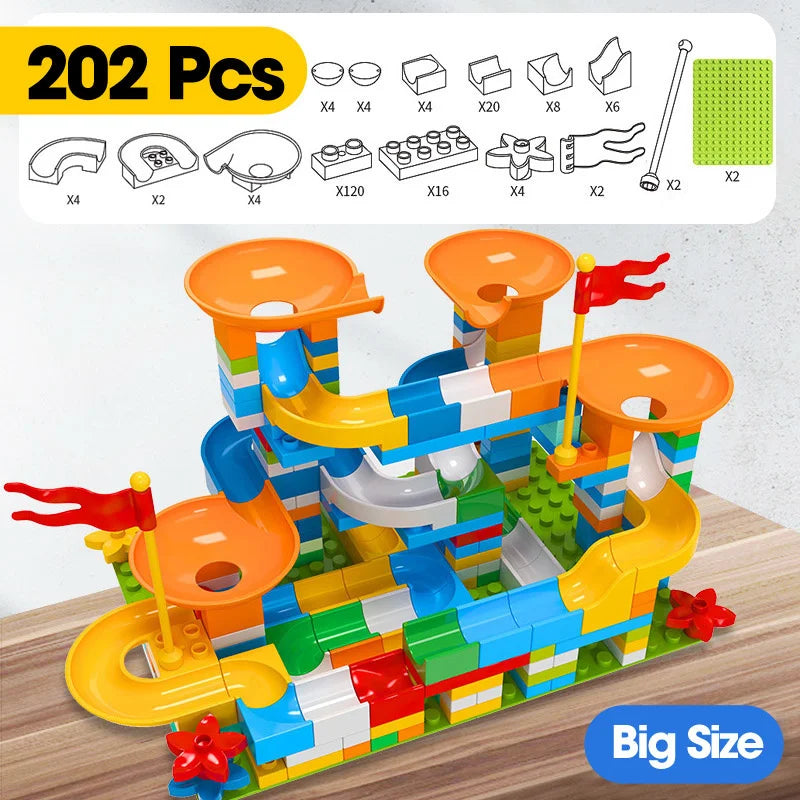 86-344pcs Marble Race Run Block Big Size Building Blocks Maze Ball Funnel Slide Blocks Creative Bricks Assemble Toys for Kids