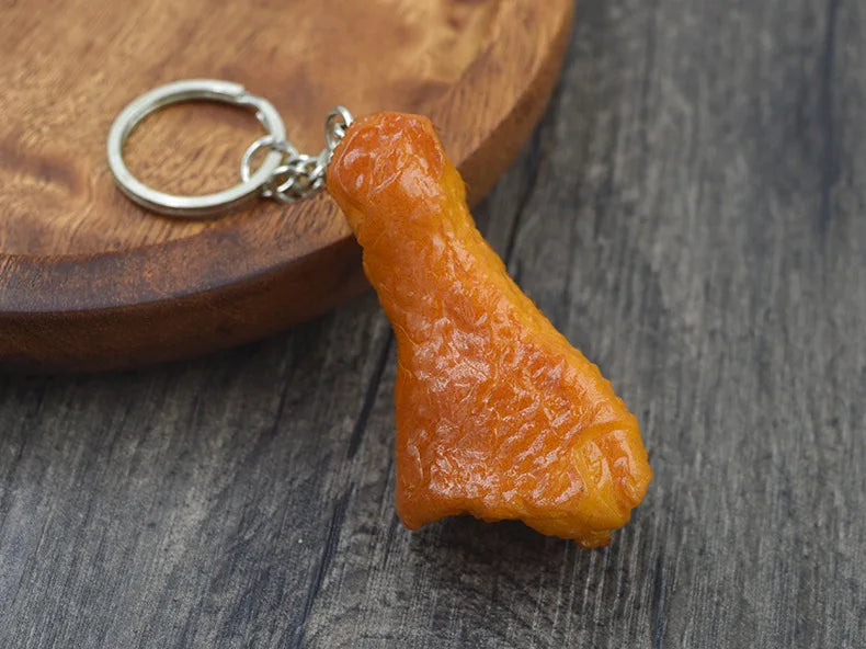 Creative Simulation Food Keychain PVC Model Gift Keychain Soft Glue Fake Braised Pork Belly Roasted Chicken Keychain K4230
