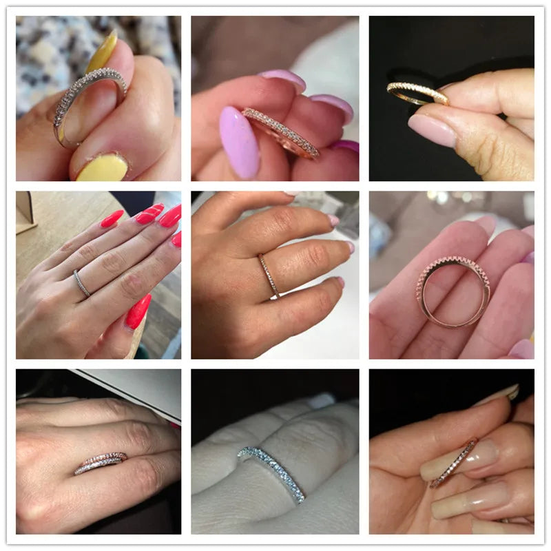 New 2020 Minimalist Thin Rings for Women Wedding Brilliant Cubic Zircon High Quality Versatile Female Finger Ring Jewelry