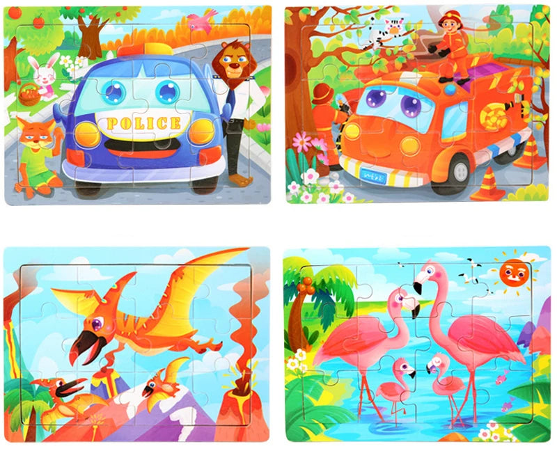 15*11cm 3D Puzzle Cartoon Animals Wood Puzzle Kids Cognitive Jigsaw Puzzle Baby Wooden Toys Educational Toys for Children