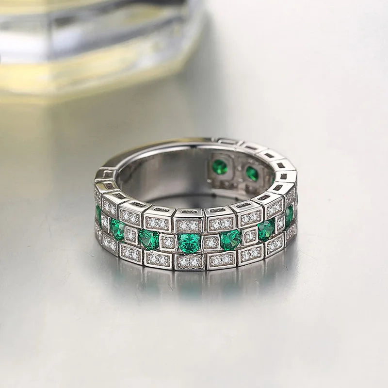Luxury Green CZ Wedding Bands Female Rings Simple and Elegant Lady Accessories Anniversary Party Ring Gift Trendy Jewelry